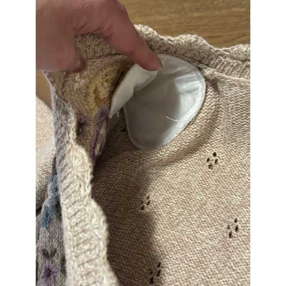 Jantzen Classics Cardigan Sweater Hand Embroidered Women Size Medium Floral VTG - Picture 14 of 15